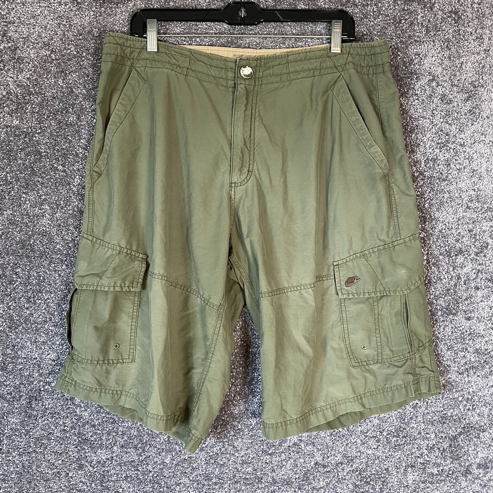 Nike Cargo Shorts Mens Size Large Outdoor Hiking Utility Nylon Green Gorp Sports